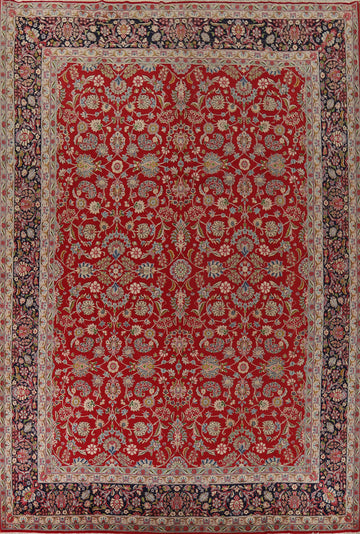 All-Over Floral Red Kerman Large Persian Rug 10x14