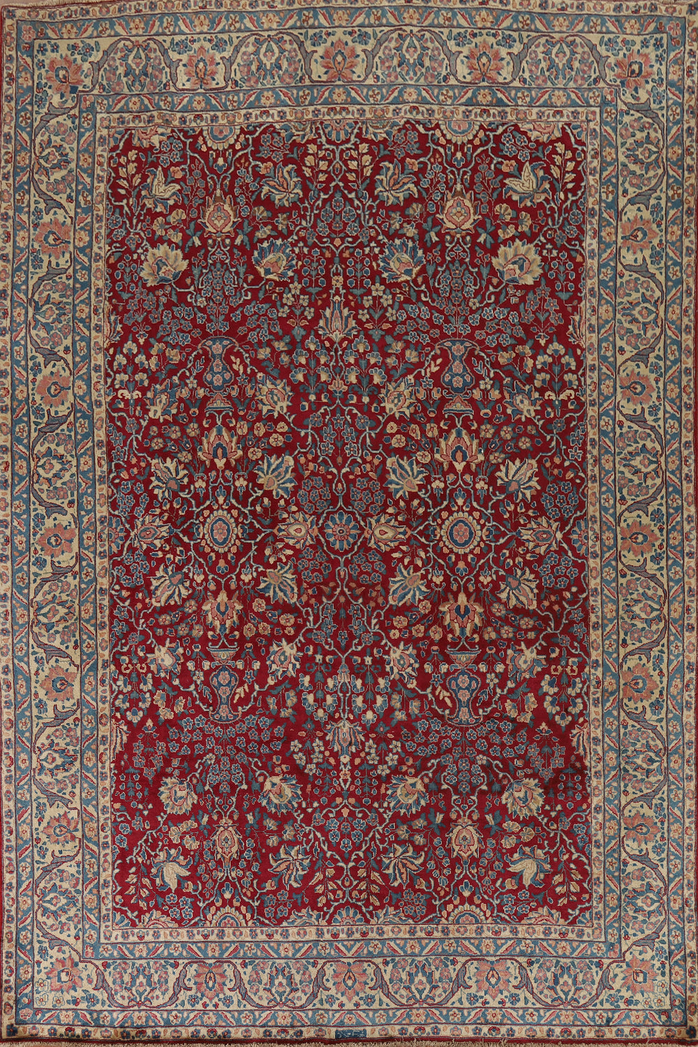 Vegetable Dye Floral Yazd Persian Area Rug 7x10