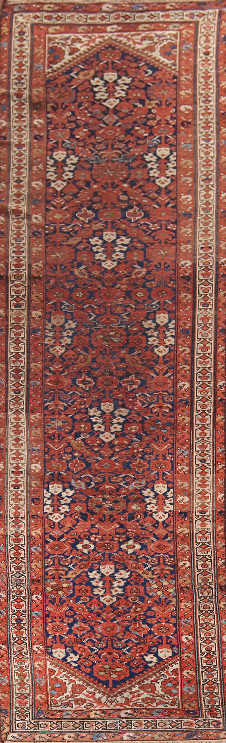 Antique Orange & Blue Malayer Persian Runner Rug 3x13