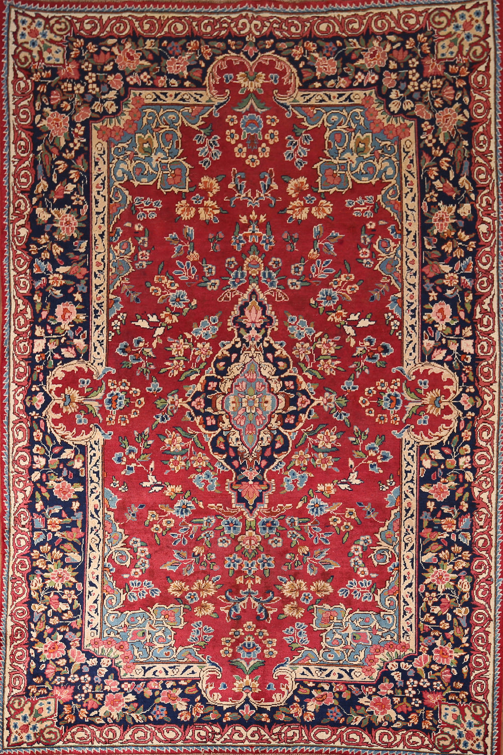 Antique Wool Yazd Persian Area Rug 7x10
