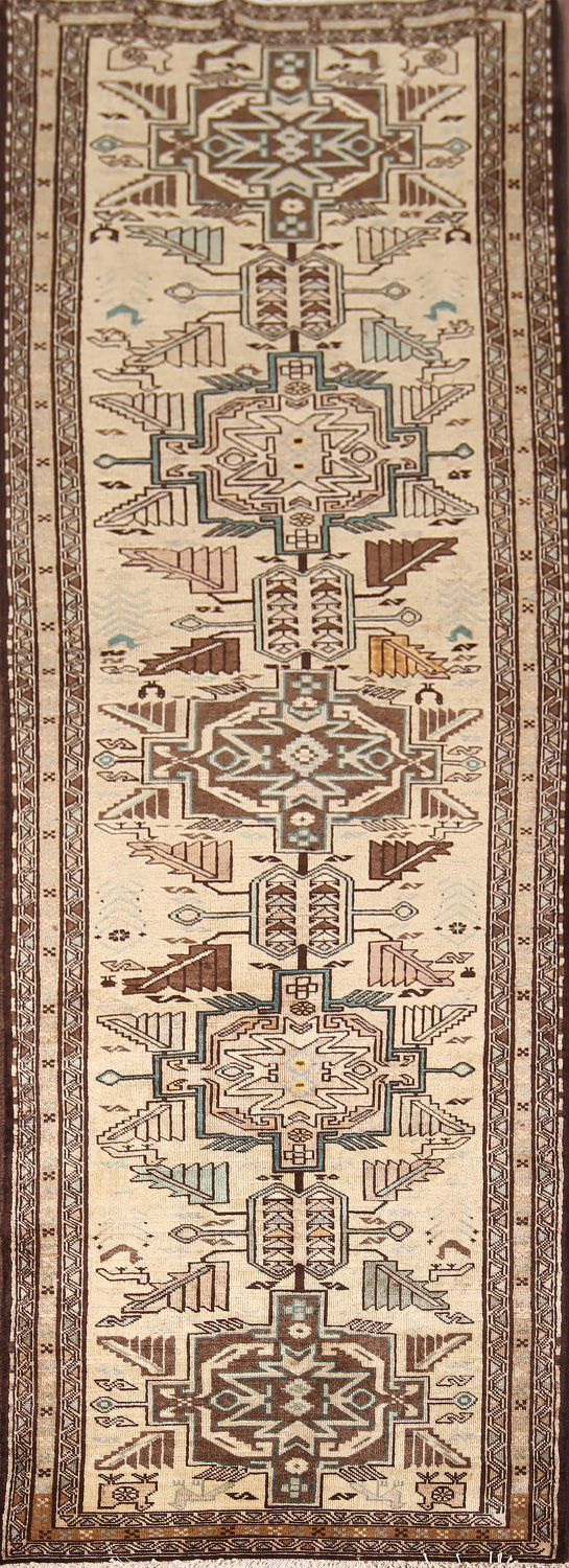 Tribal Geometric Ardebil Persian Runner Rug 3x9