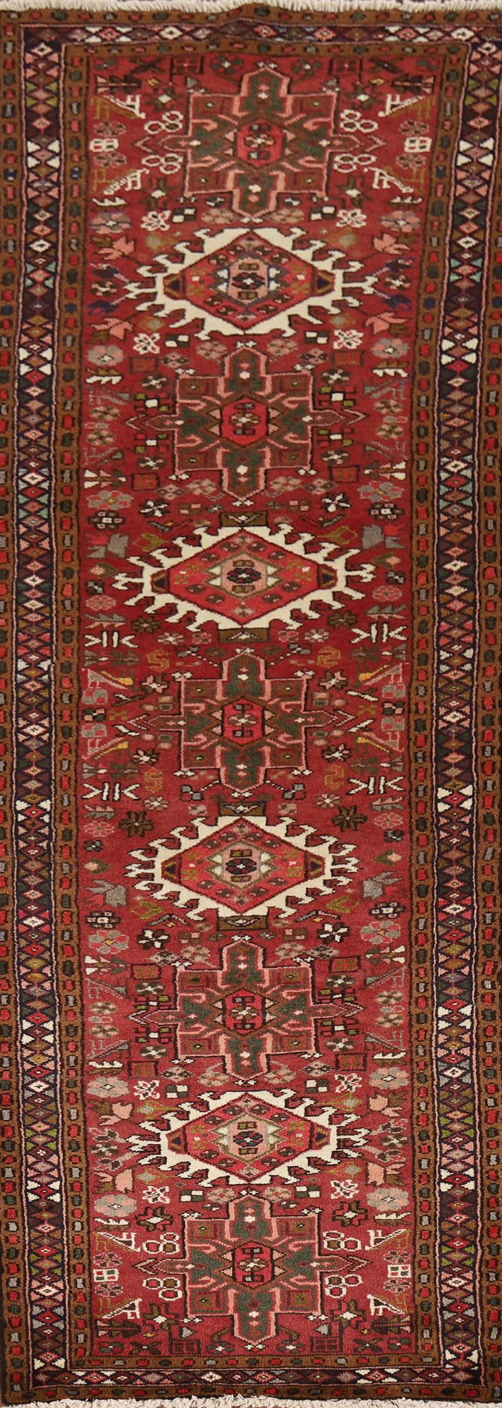 Tribal Wool Gharajeh Persian Runner Rug 2x9