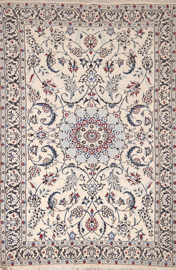 Handmade Floral Nain Persian Rug 4x6
