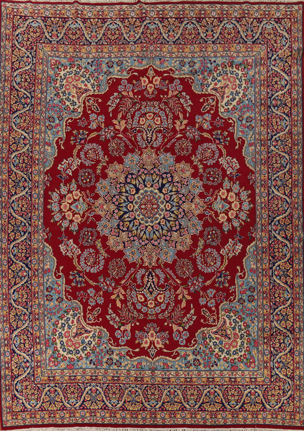 Vintage Floral Red Kerman Persian Area Rug 10x13