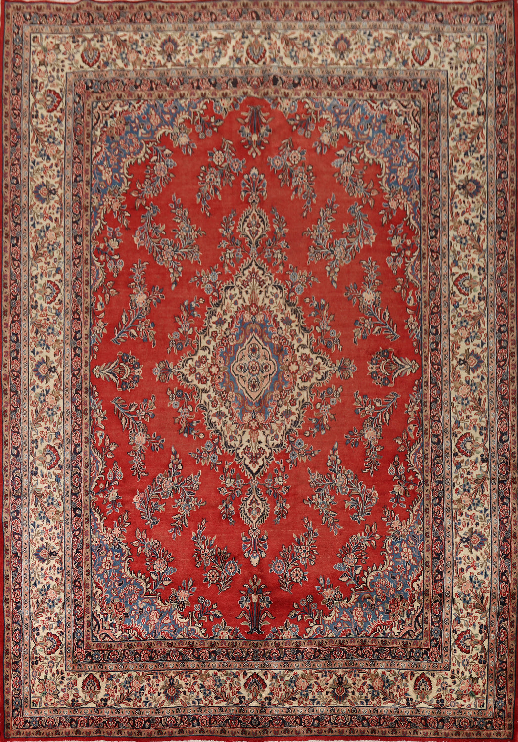 Orange Wool Floral Hamedan Persian Area Rug 9x12