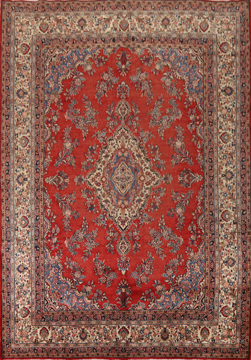 Orange Wool Floral Hamedan Persian Area Rug 9x12