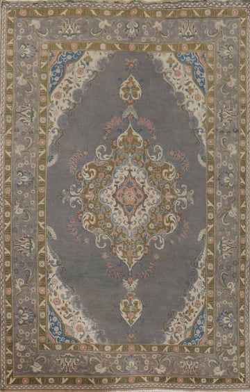 Handmade Gray Tabriz Persian Area Rug 7x10