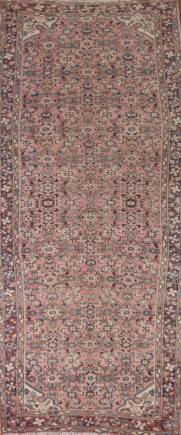 All-Over Pink Hamedan Persian Runner Rug 4x11