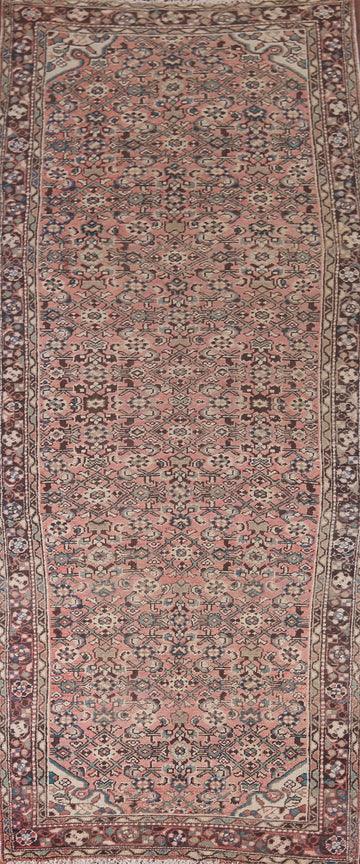 All-Over Pink Hamedan Persian Runner Rug 4x11