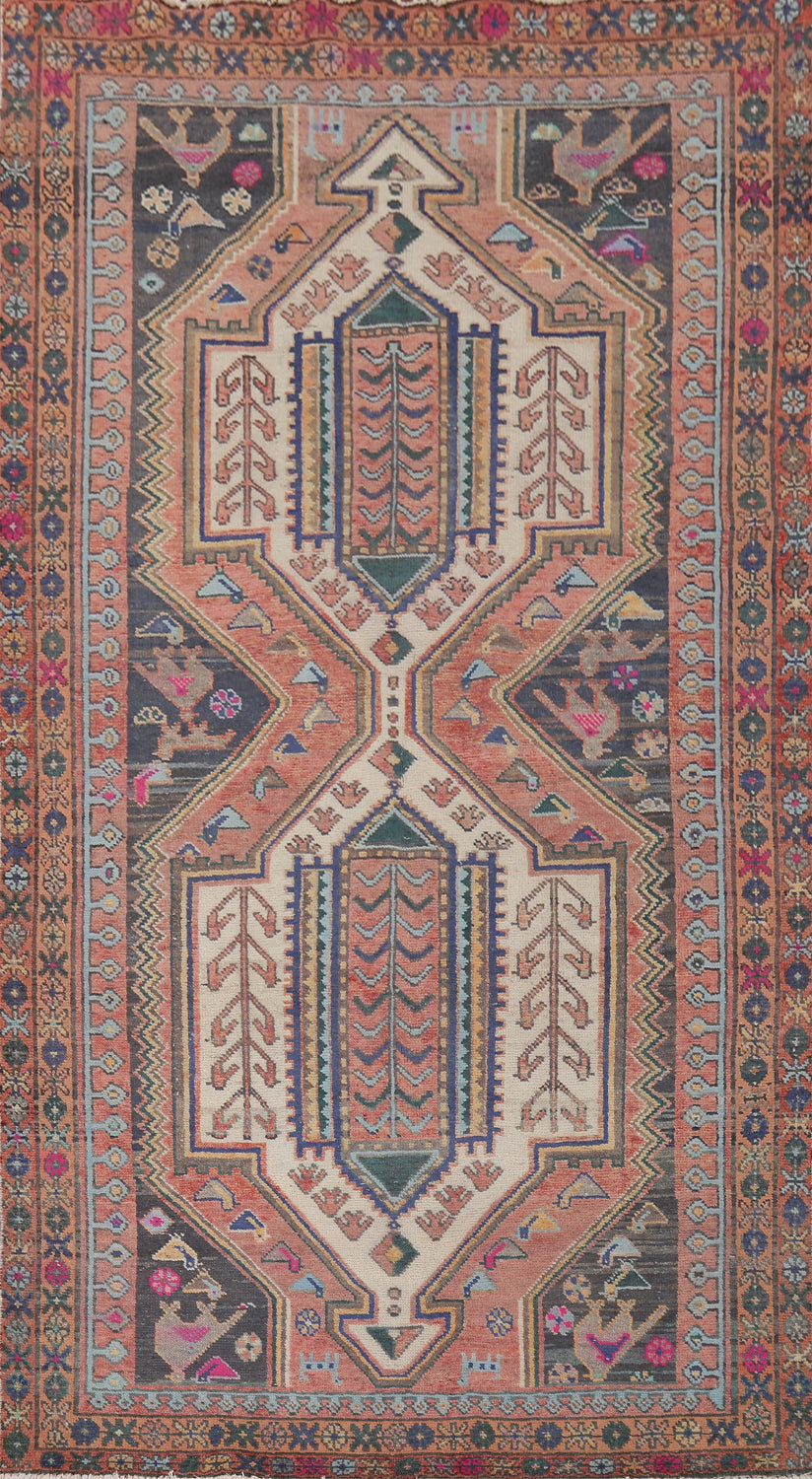 Vintage Wool Hamedan Persian Living Room Rug 5x10