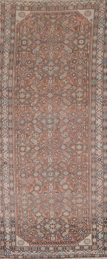 Distressed Wool Hamedan Persian Runner Rug 3x9