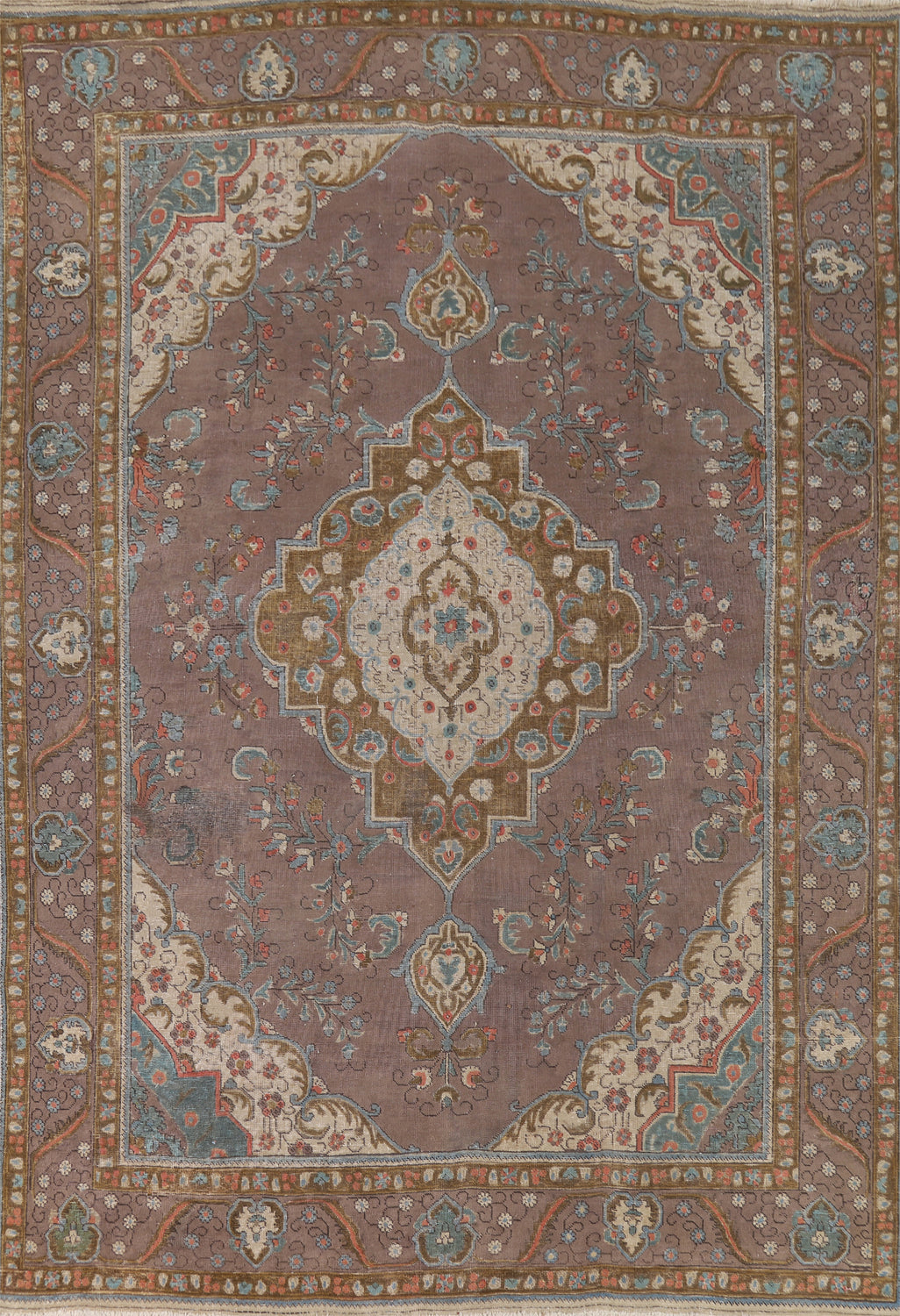 Distressed Wool Gray Tabriz Persian Area Rug 8x11