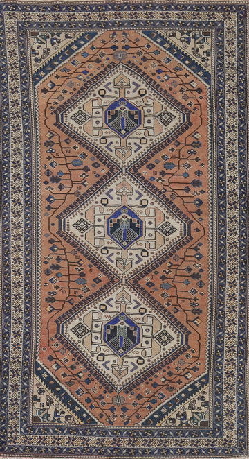 Geometric Wool Bakhtiari Persian Living Room Rug 5x10