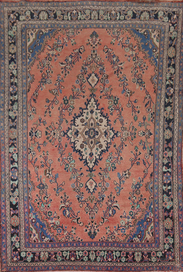 Handmade Floral Wool Hamedan Persian Area Rug 7x10