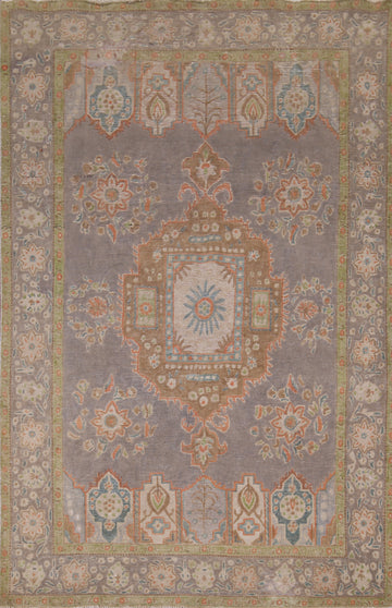Gray Distressed Wool Tabriz Persian Area Rug 7x10
