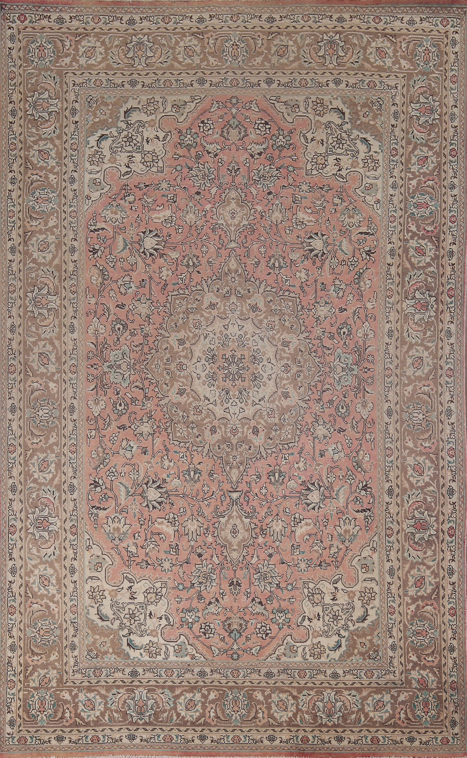 Handmade Pink Tabriz Persian Area Rug 7x10