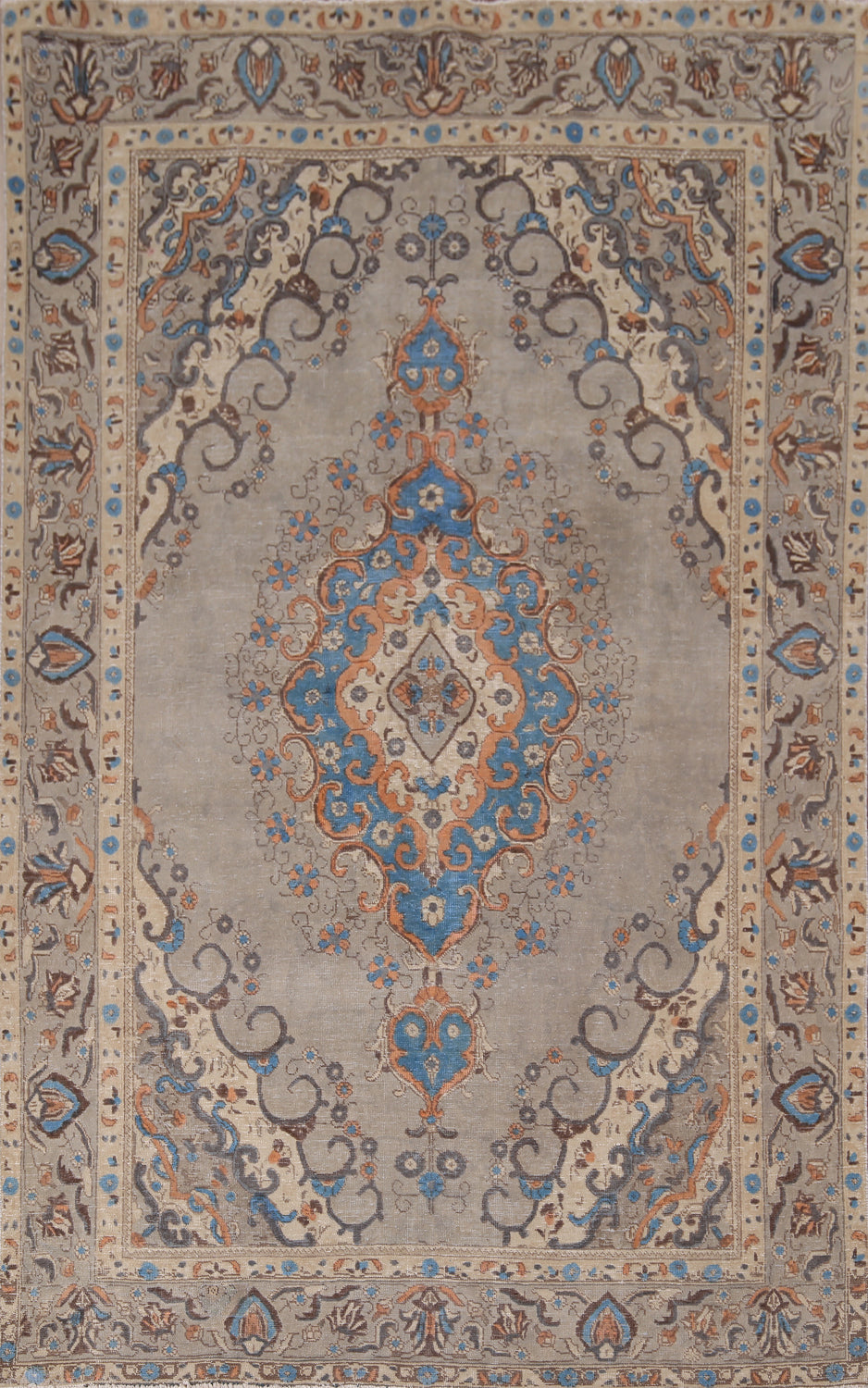 Distressed Wool Tabriz Persian Area Rug 7x10