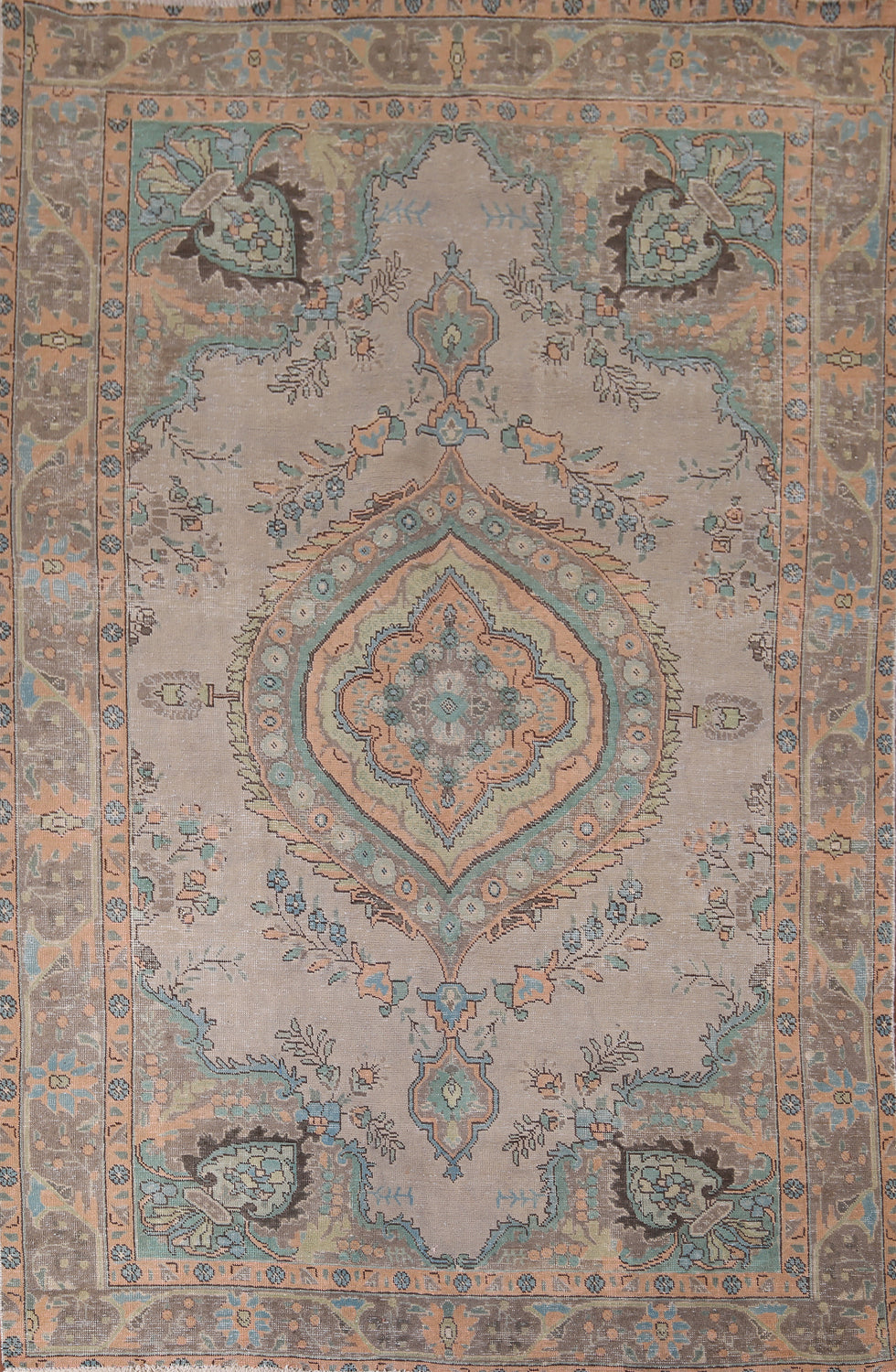 Distressed Wool Tabriz Persian Area Rug 6x9