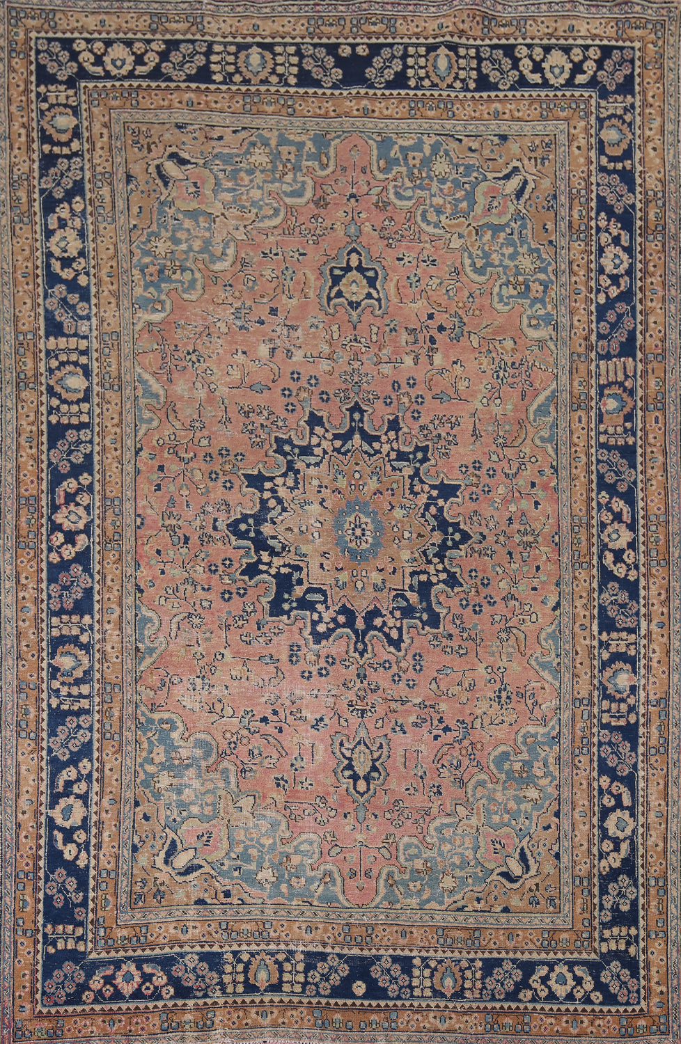 Handmade Pink Wool Mashad Persian Area Rug 6x9
