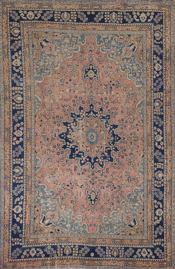 Handmade Pink Wool Mashad Persian Area Rug 6x9