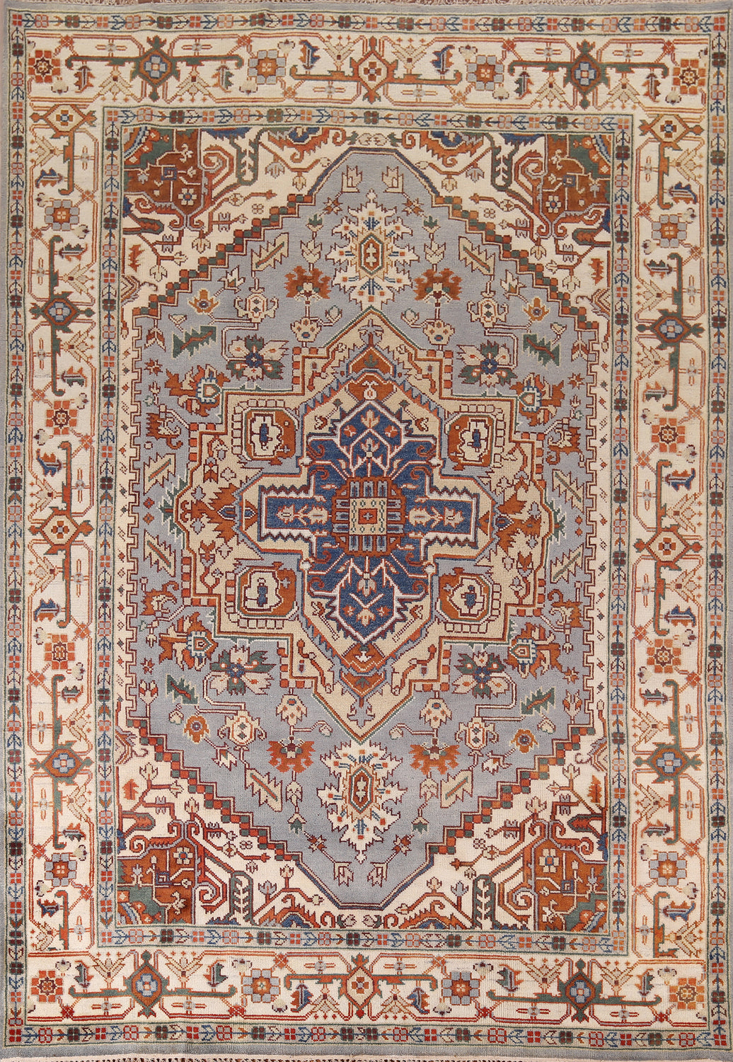 Geometric Wool Heriz Serapi Indian Area Rug 9x12
