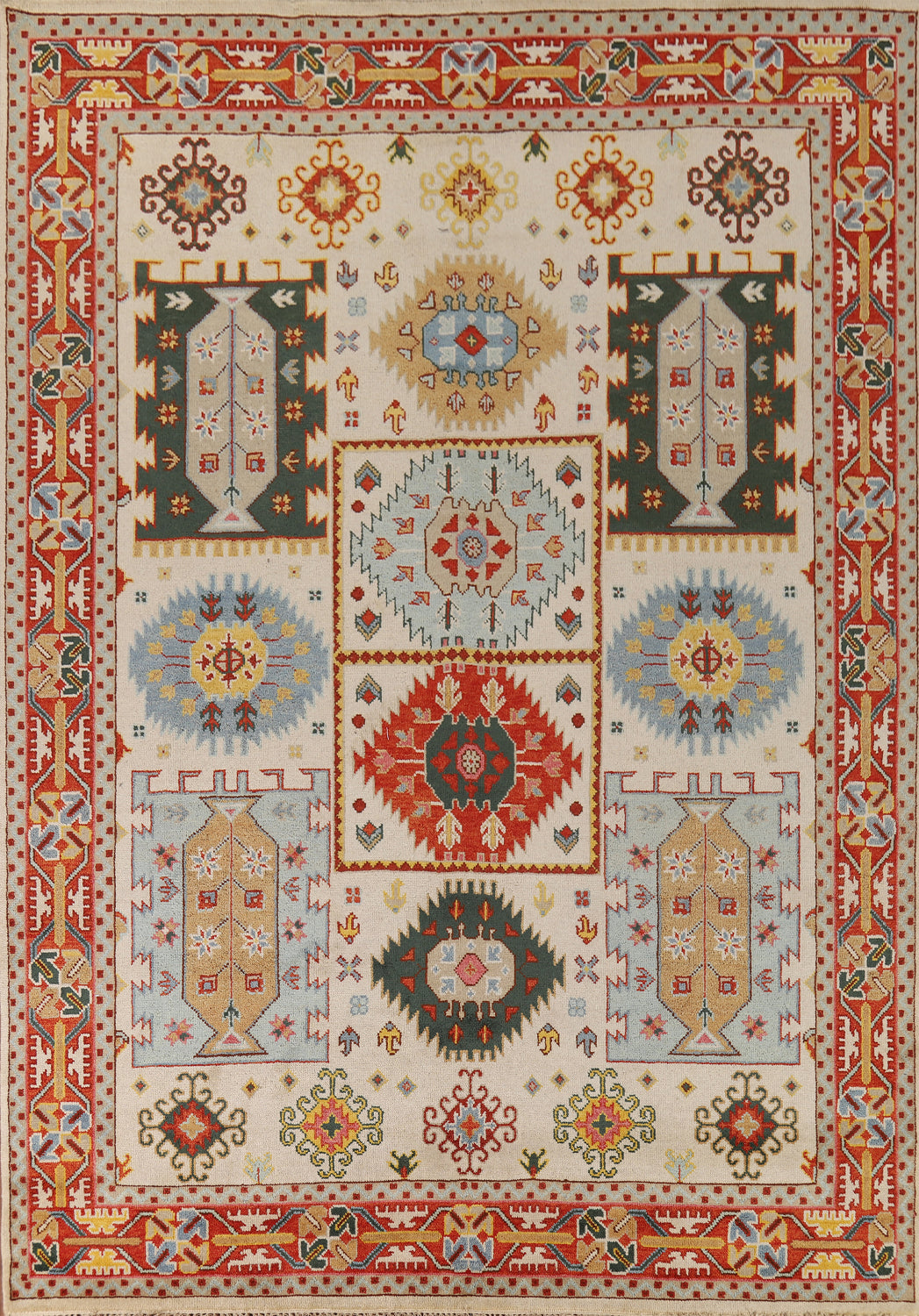 Geometric Wool Heriz Serapi Indian Area Rug 9x12