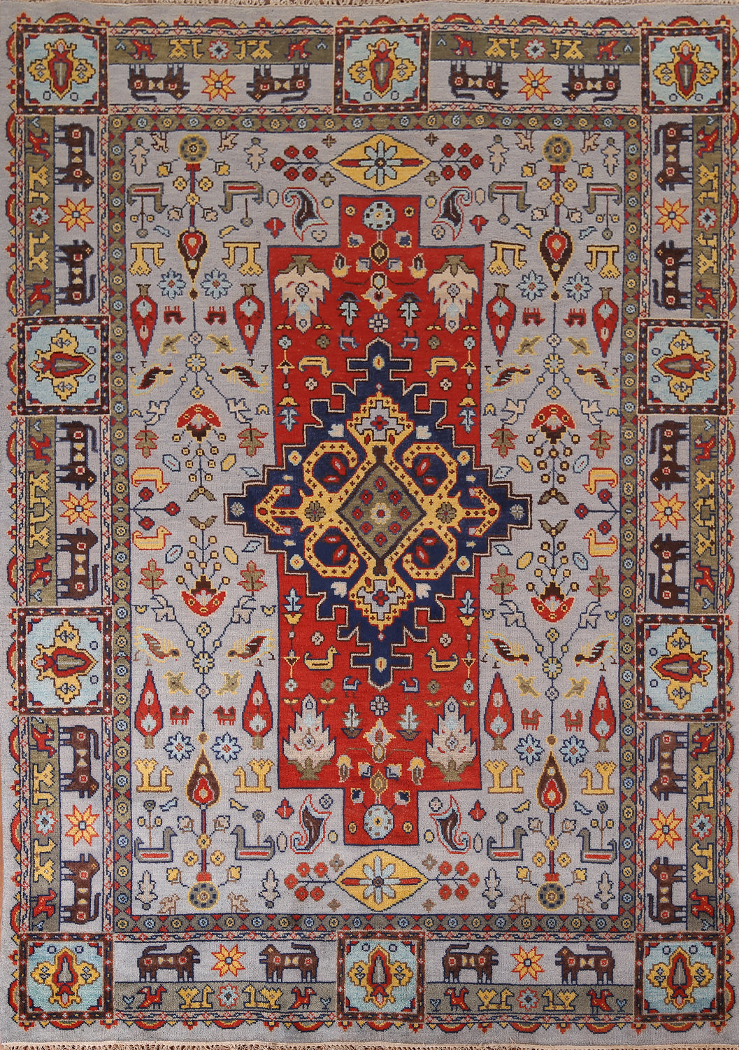 Tribal Geometric Heriz Serapi Indian Area Rug 9x12