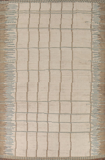 Earth Tone Wool Moroccan Modern Area Rug 9x13