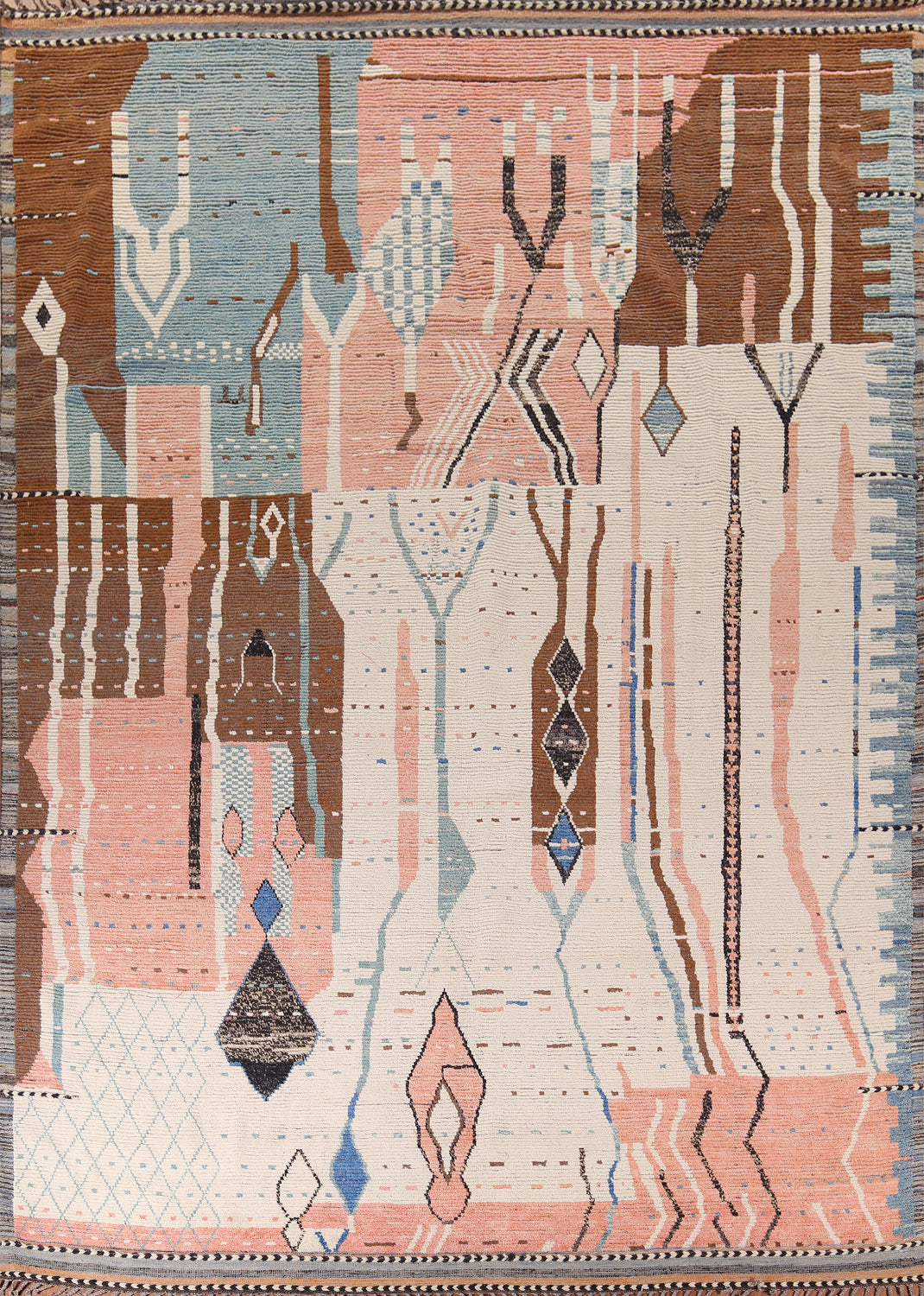 Earth Tone Wool Moroccan Large Modern Rug 12x15