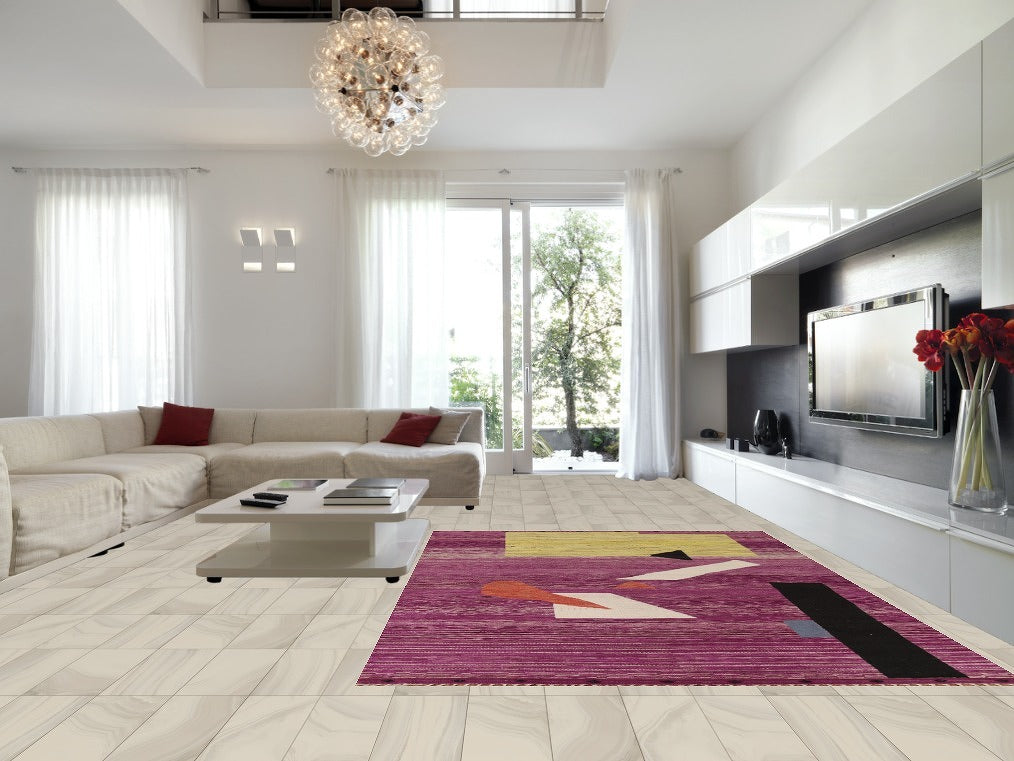 Purple Striped Moroccan Modern Area Rug 9x13