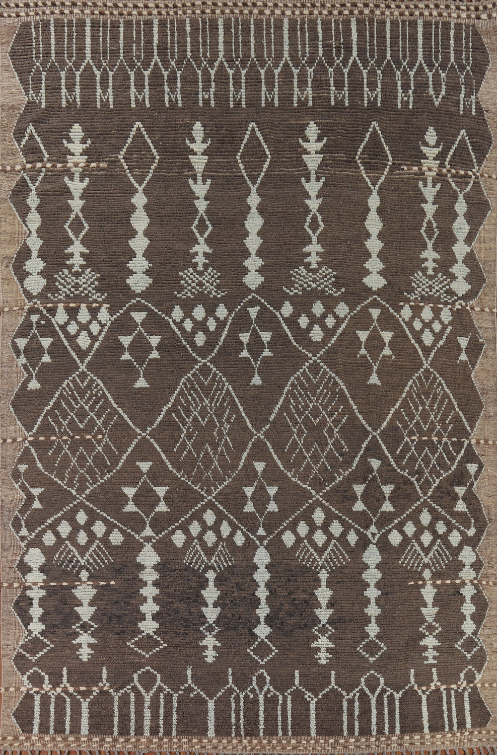 Handmade Brown Moroccan Wool Area Rug 8x13