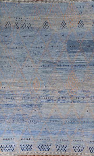 Blue Handmade Moroccan Oriental Large Rug 10x15
