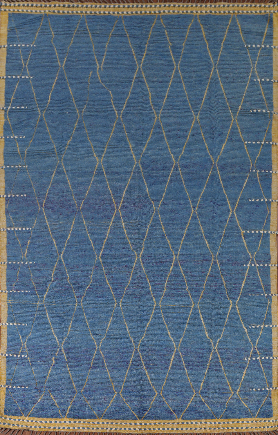 All-Over Trellis Blue Moroccan Area Rug 9x13