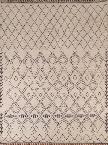Earth Tone Trellis Moroccan Wool Area Rug 8x10