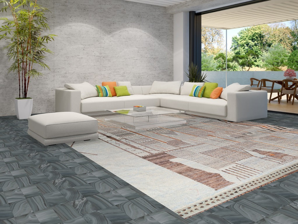 Abstract Wool Moroccan Large Rug 12x16