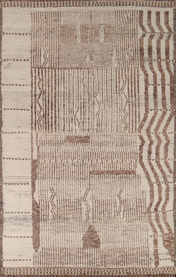 All-Over Striped Moroccan Wool Area Rug 8x11