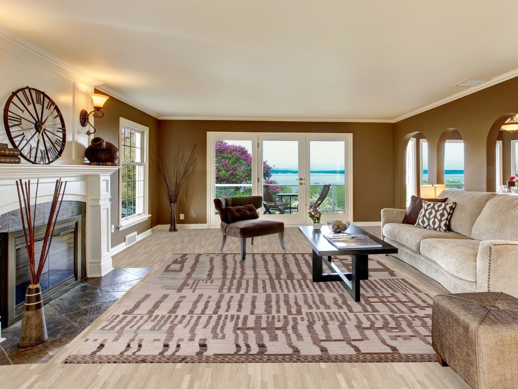 Earth Tone Wool Moroccan Modern Area Rug 9x12