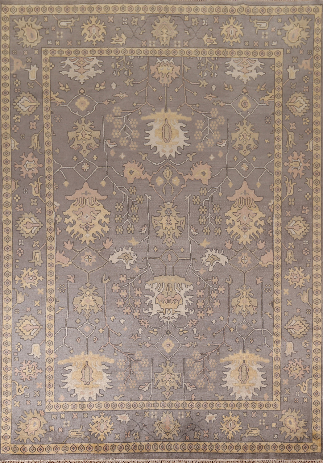 All-Over Gray Oushak Indian Area Rug 9x12