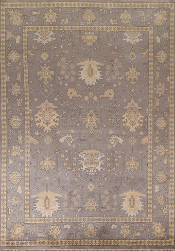 All-Over Gray Oushak Indian Area Rug 9x12