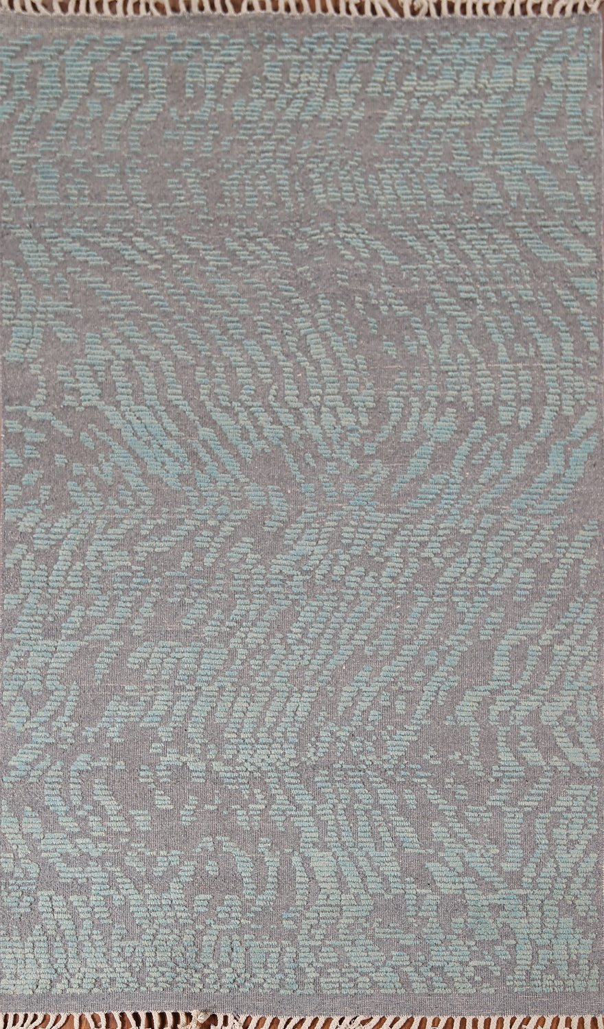 Gray & Blue Wool Moroccan Abstract Area Rug 5x8