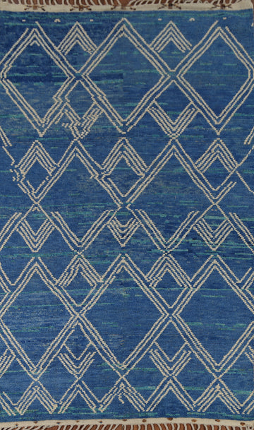 Handmade Blue Moroccan Oriental Area Rug 6x10
