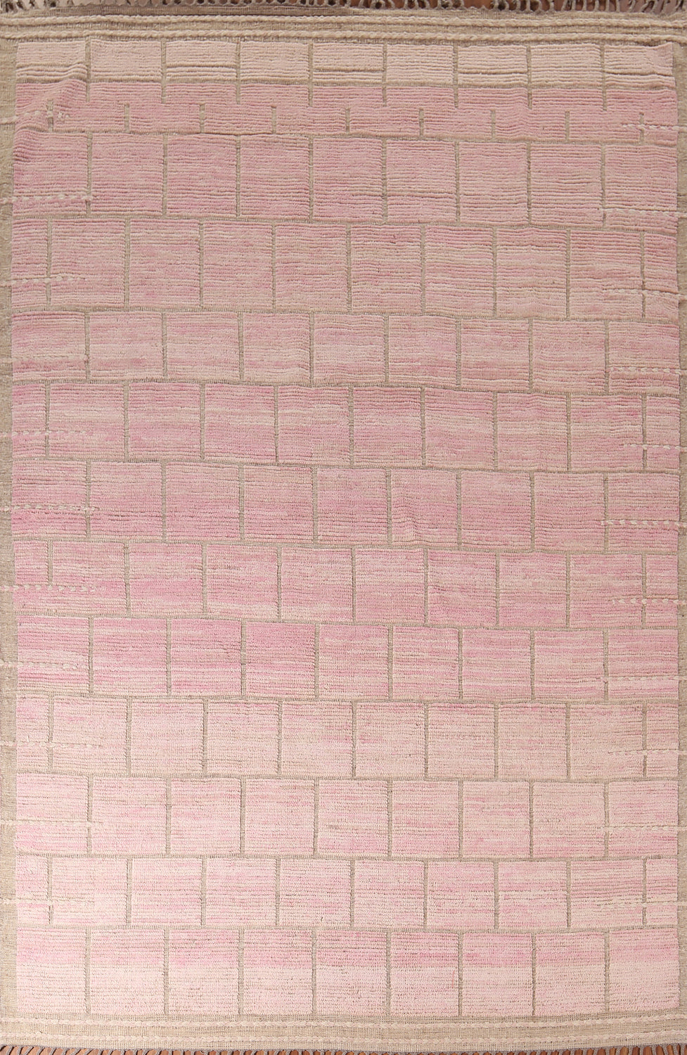 Handmade Pink Moroccan Wool Area Rug 9x13