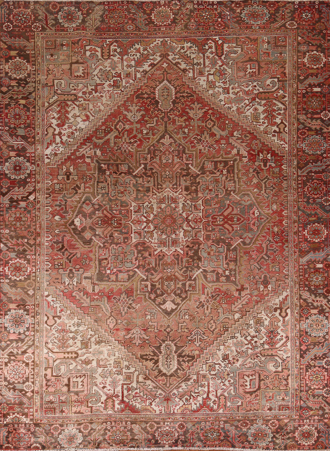 Vintage Handmade Heriz Persian Area Rug 9x11