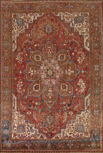 Handmade Wool Heriz Persian Area Rug 8x11