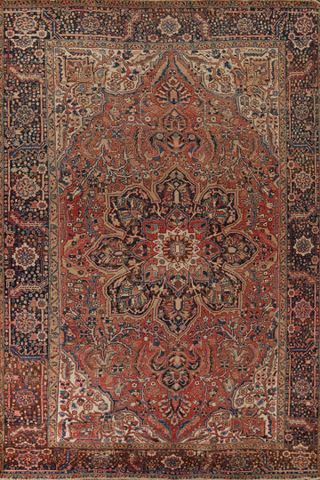 Handmade Floral Heriz Persian Area Rug 9x13