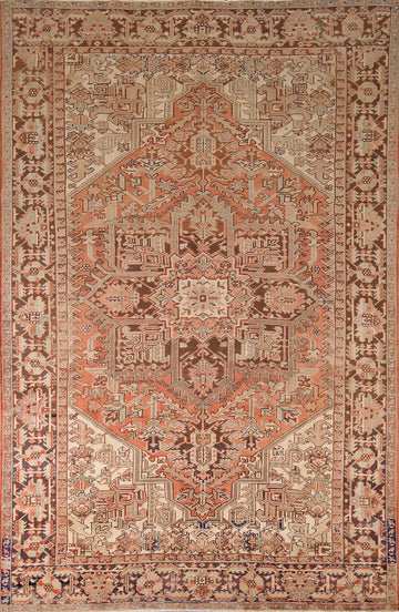 Vintage Geometric Heriz Persian Area Rug 8x11