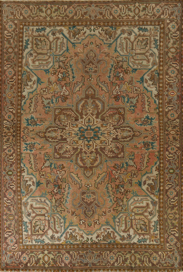 Vintage Wool Geometric Heriz Persian Area Rug 8x11