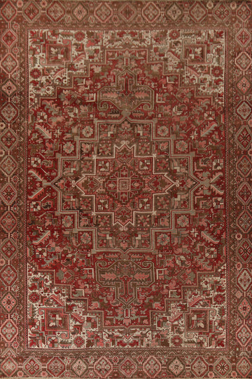 Vintage Wool Geometric Heriz Persian Area Rug 10x13