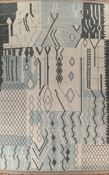Handmade Wool Moroccan Large Abstract Rug 12x18