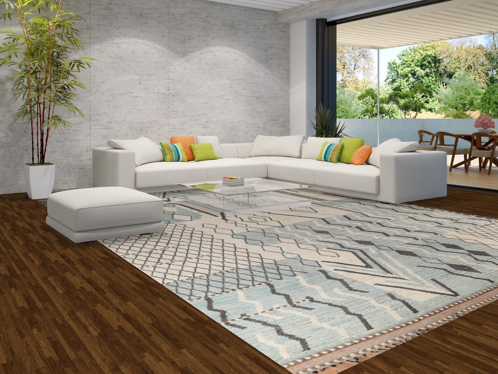 Handmade Wool Moroccan Large Abstract Rug 12x18